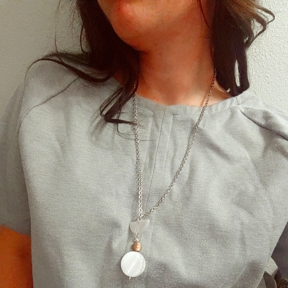 Handmade Silver Necklace Gold Accents Charms